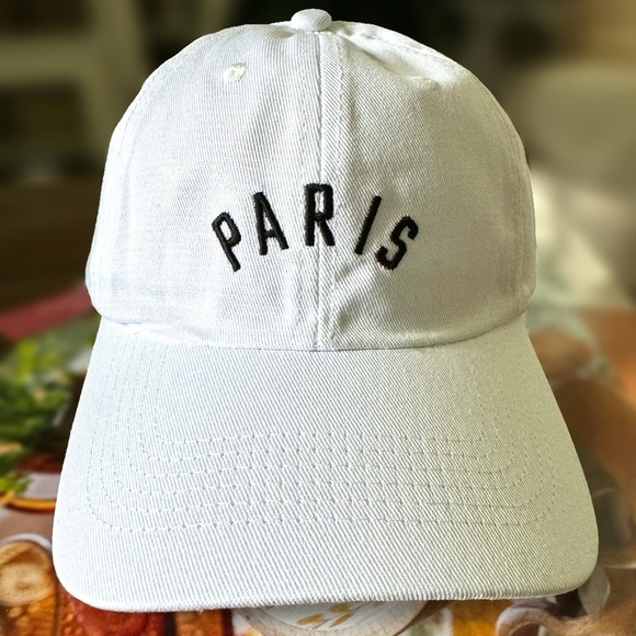 EMBROIDERED “PARIS” VINTAGE WASHED COTTON BASEBALL CAP Women’s Hat - Picture 4 of 5